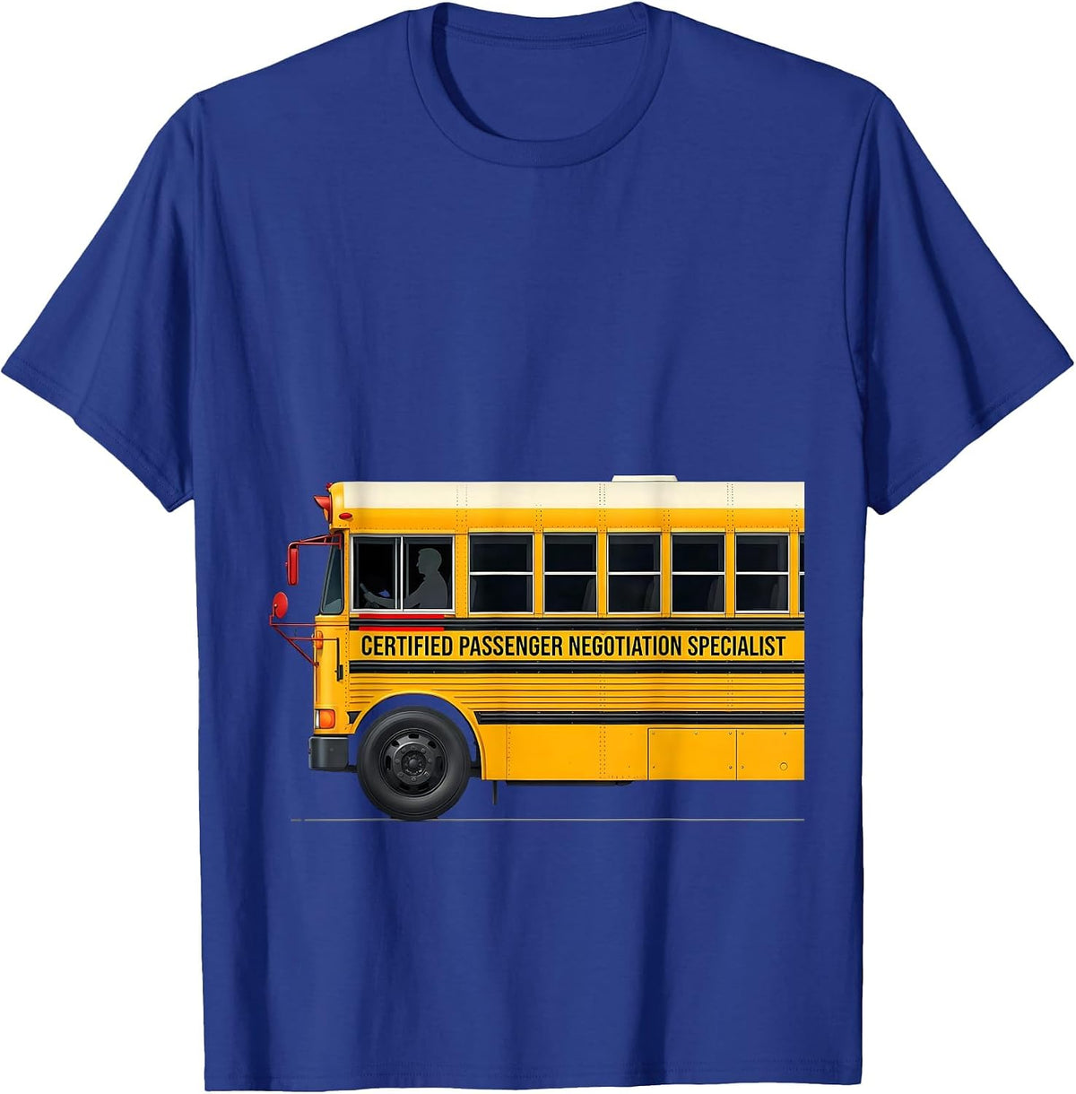 Men's Certified Passenger Negotiation Specialist Funny School Bus T-Shirt - Royal Blue