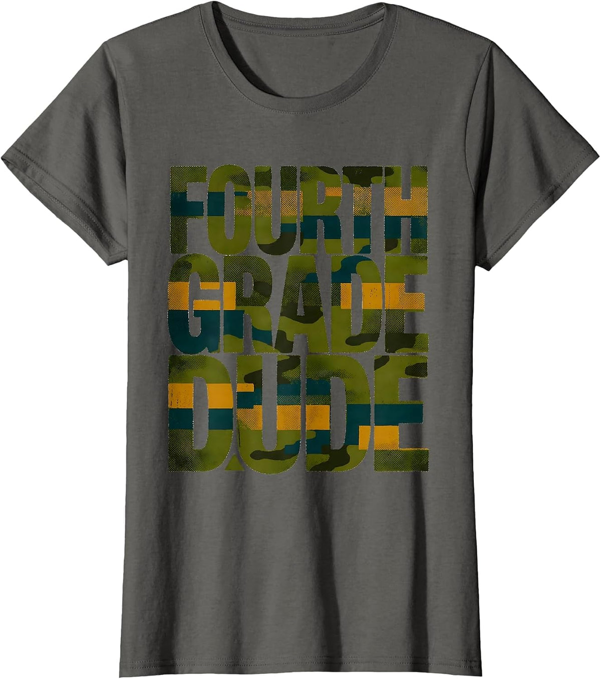 Women's Fourth Grade Dude Camo Back To School Boys First Day T-Shirt - Asphalt Grey