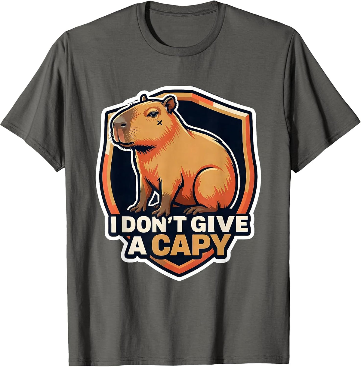 I Don't Give A Capy Funny Capybara Animal Humor Meme T-Shirt - Asphalt Grey