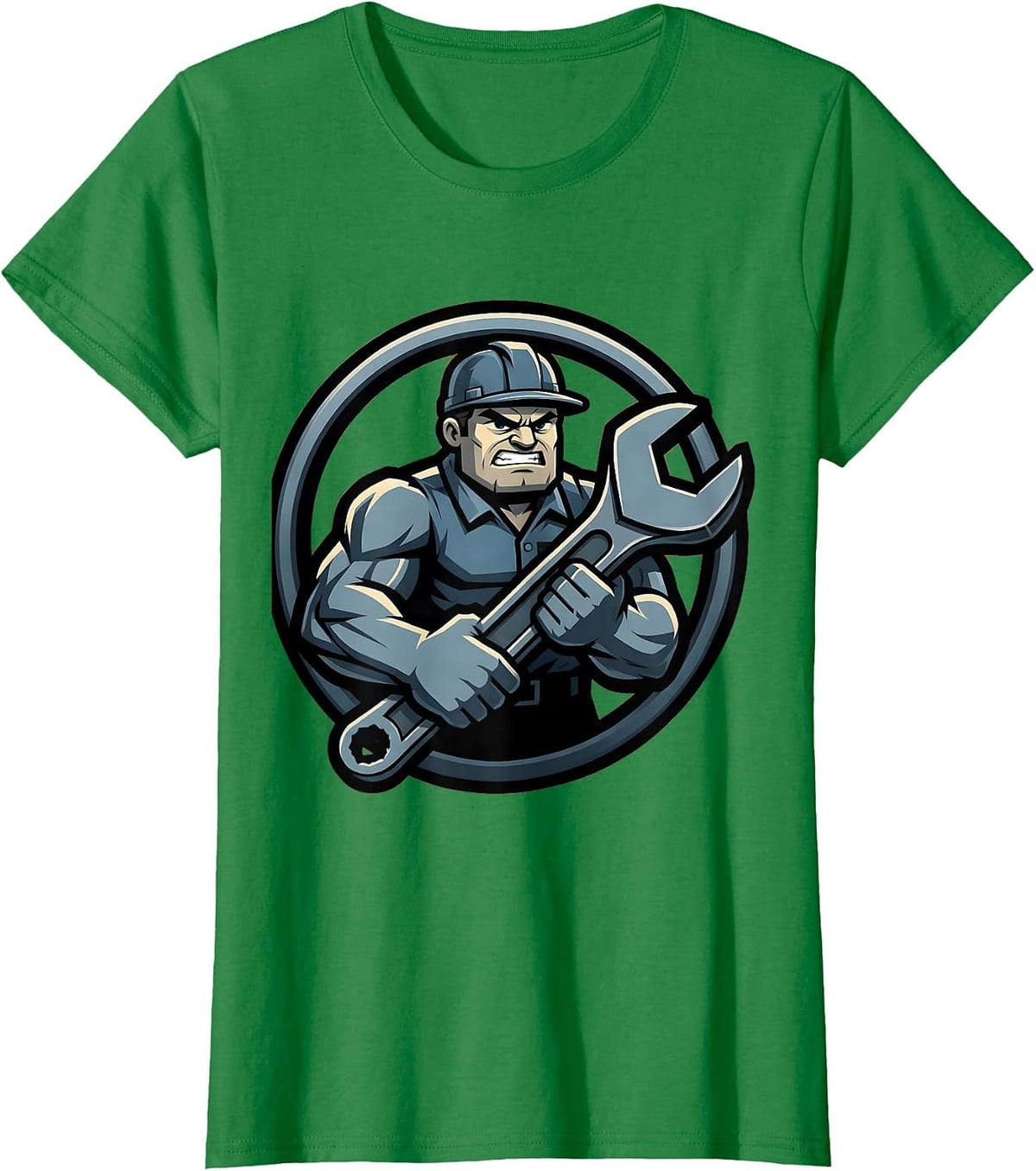 Women's Mechanic Muscle Wrench Graphic Tee T-Shirt - Kelly Green