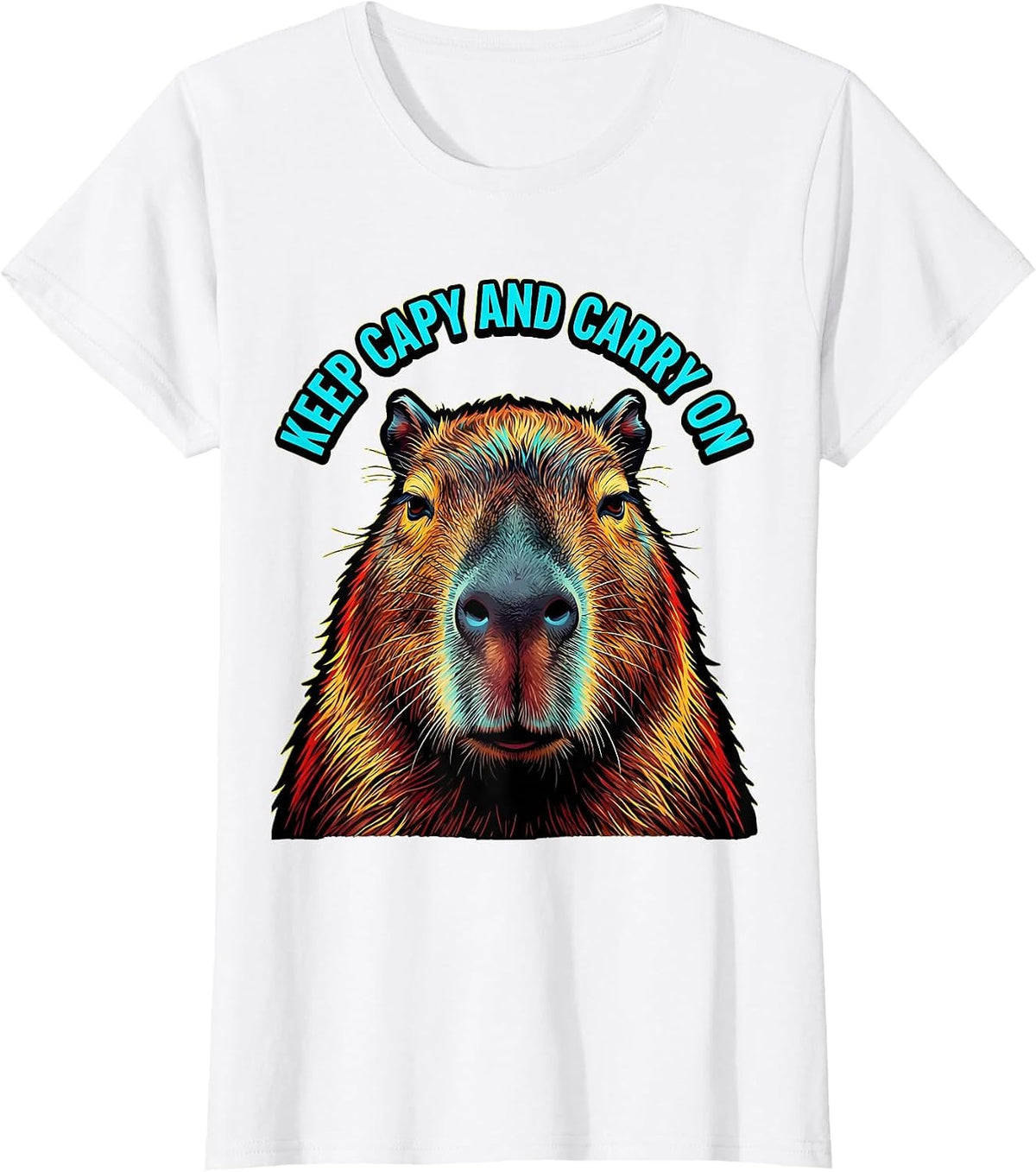 Keep Capy And Carry On Pop Art Capybara Meme Humor T-Shirt - White