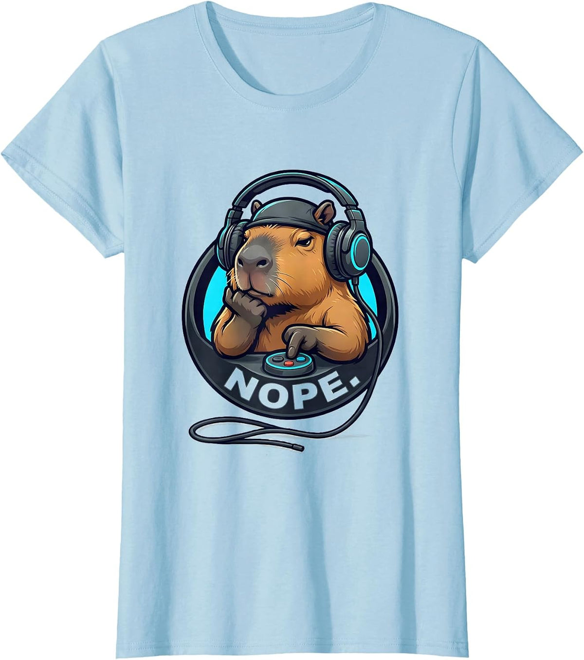NOPE Funny Capybara Gamer Meme Humor T-Shirt - Baby Blue