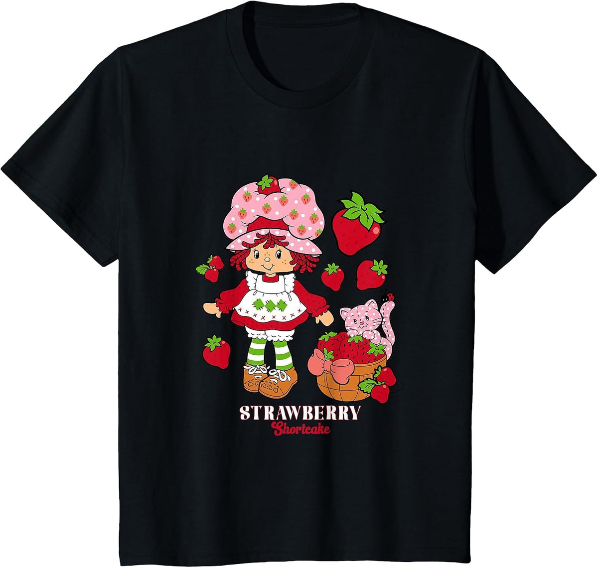 Strawberry Shortcake & Kitty Custard Vintage T-Shirt - Black