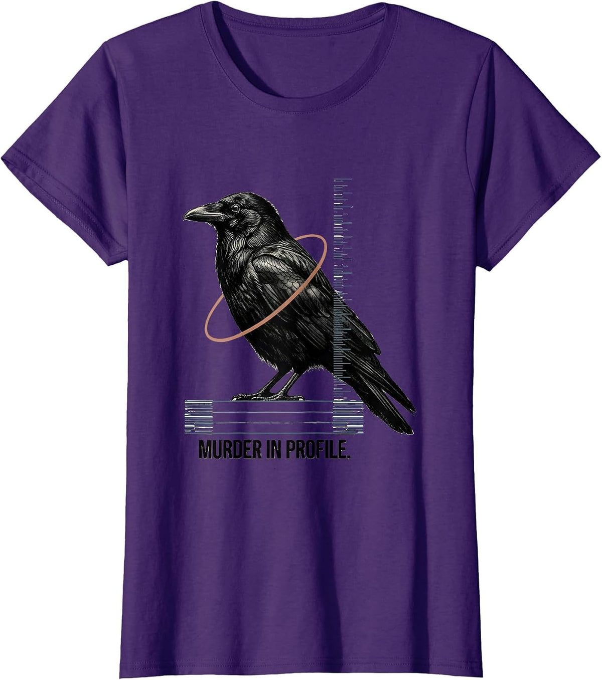 Women's Murder In Profile Gothic Crow Raven Humor Literary Pun T-Shirt - Purple