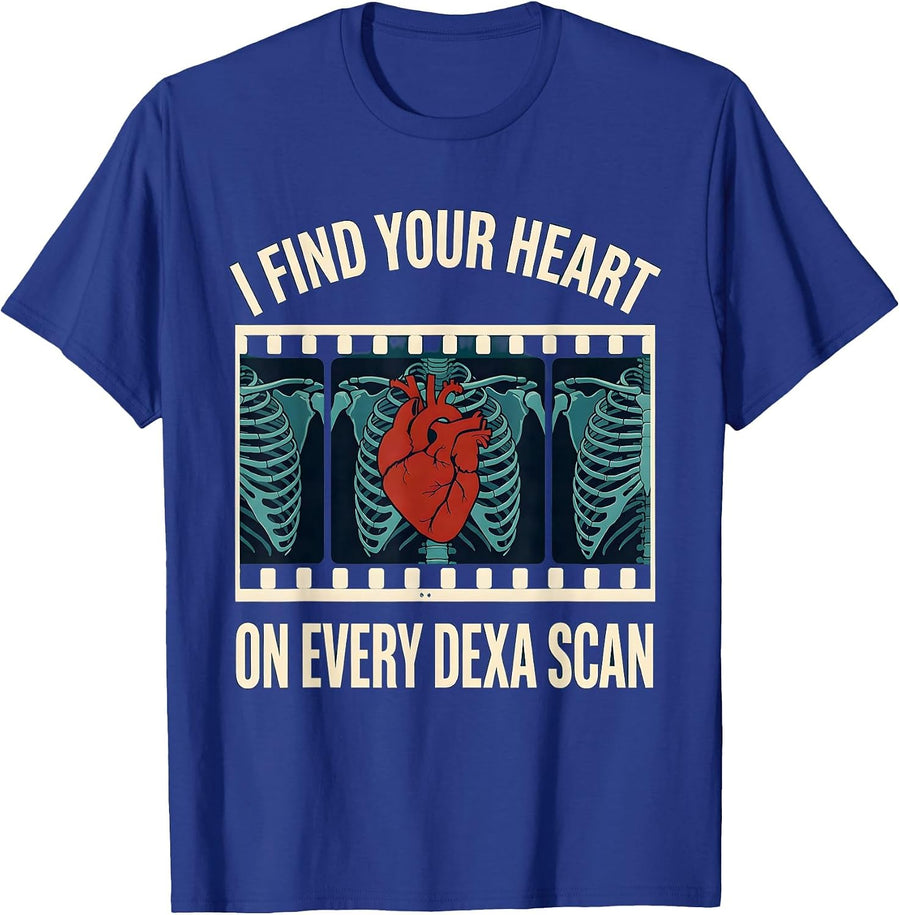 I Find Your Heart On Every DEXA Scan Funny Radiology Tech T-Shirt - Royal Blue