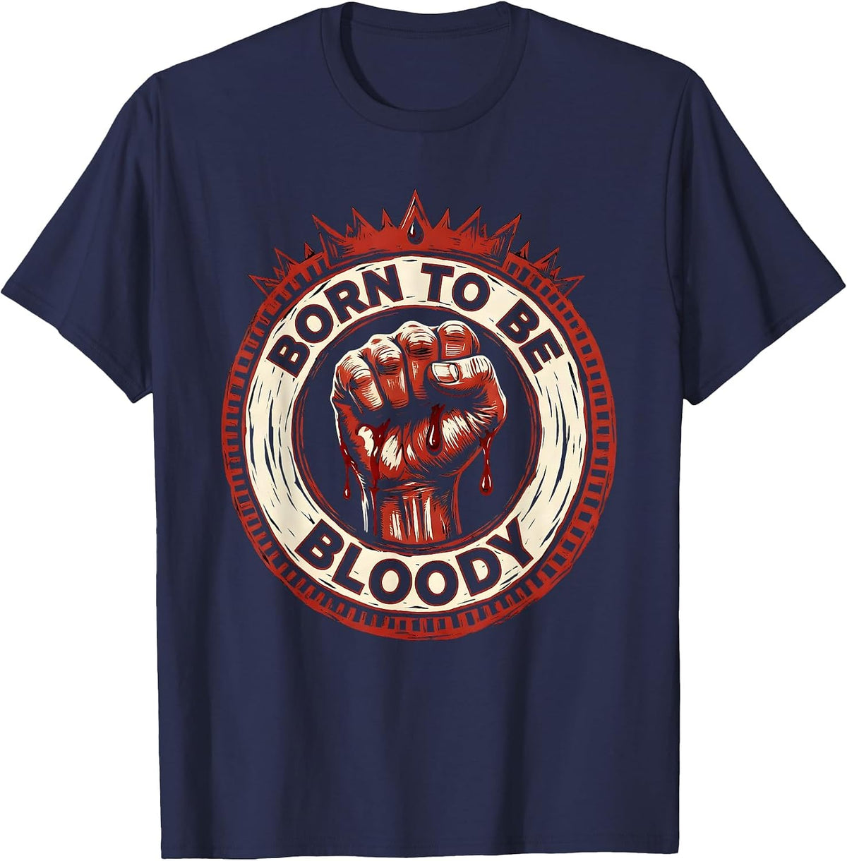 Men's Born to Be Bloody Dark Graphic Design T-Shirt - Navy Blue