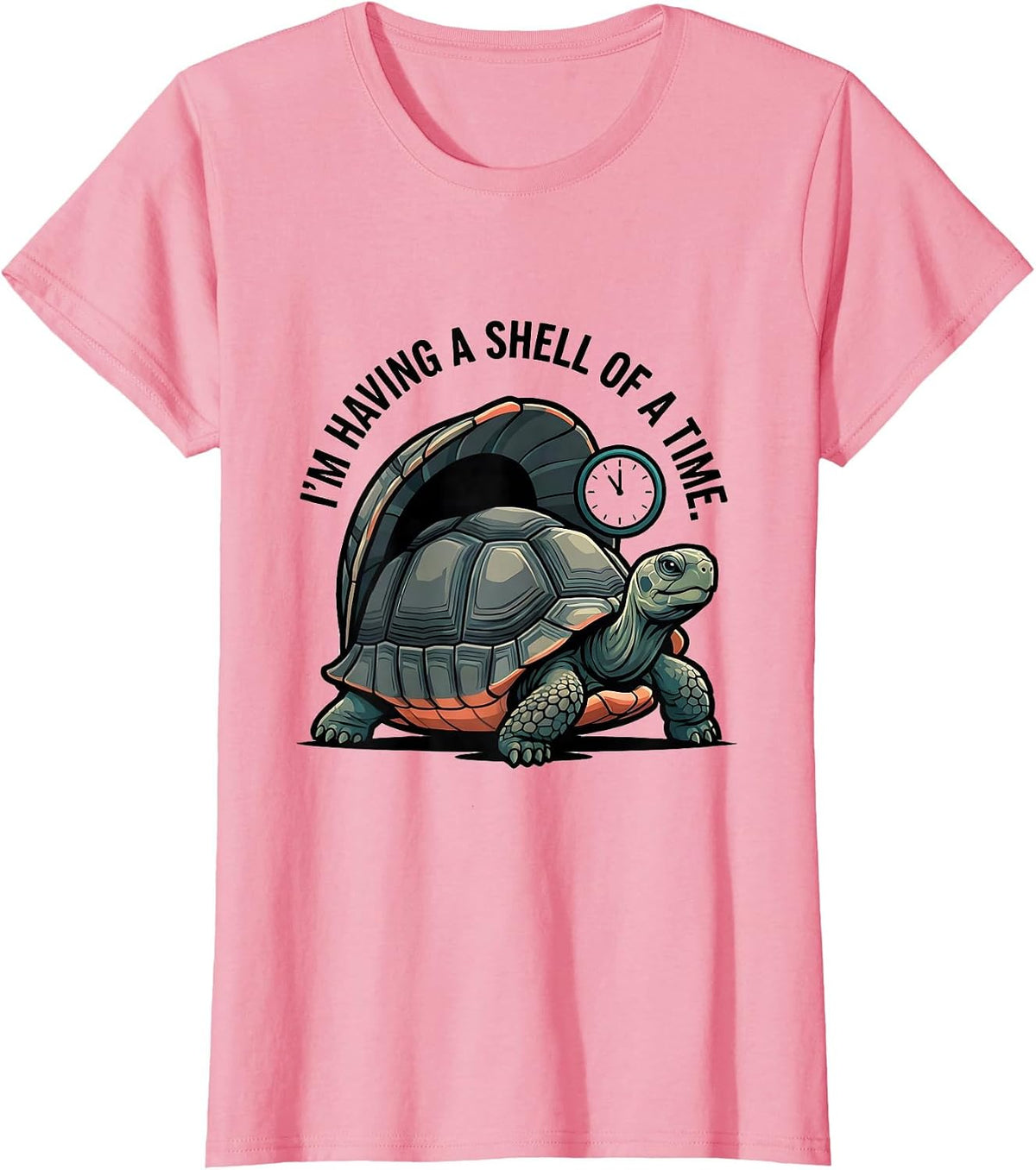 Women's I'm Having A Shell Of A Time Funny Tortoise Lover Pet Humor T-Shirt - Pink