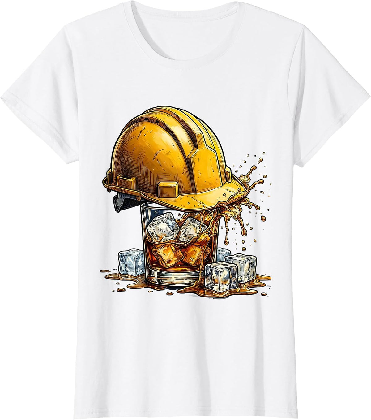 Women's Whiskey Lover Labor Day Hard Hat Graphic T-Shirt - White