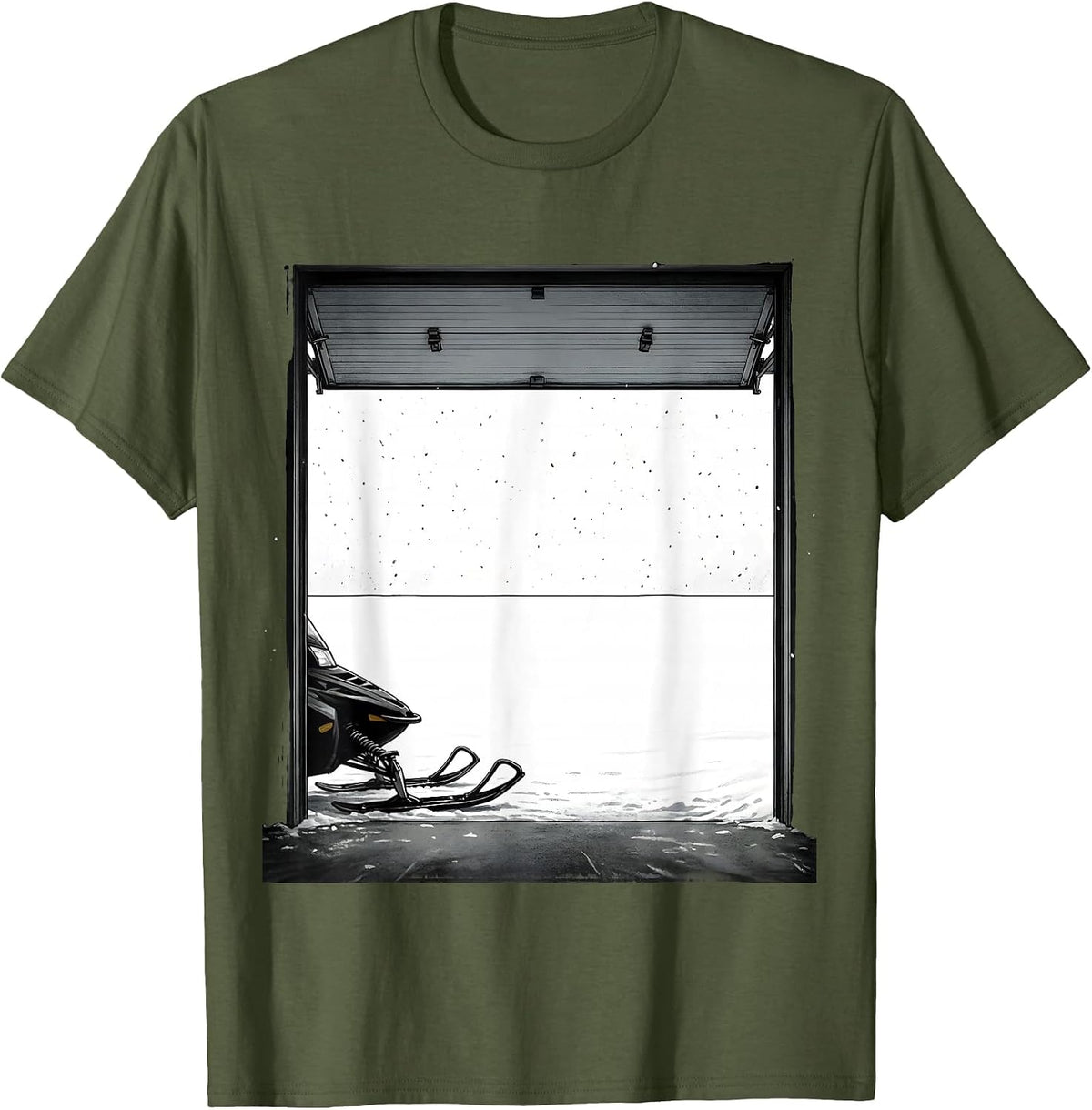 Men's Snowmobile Nose Minimalist Winter Riding Humor T-Shirt - Olive Green