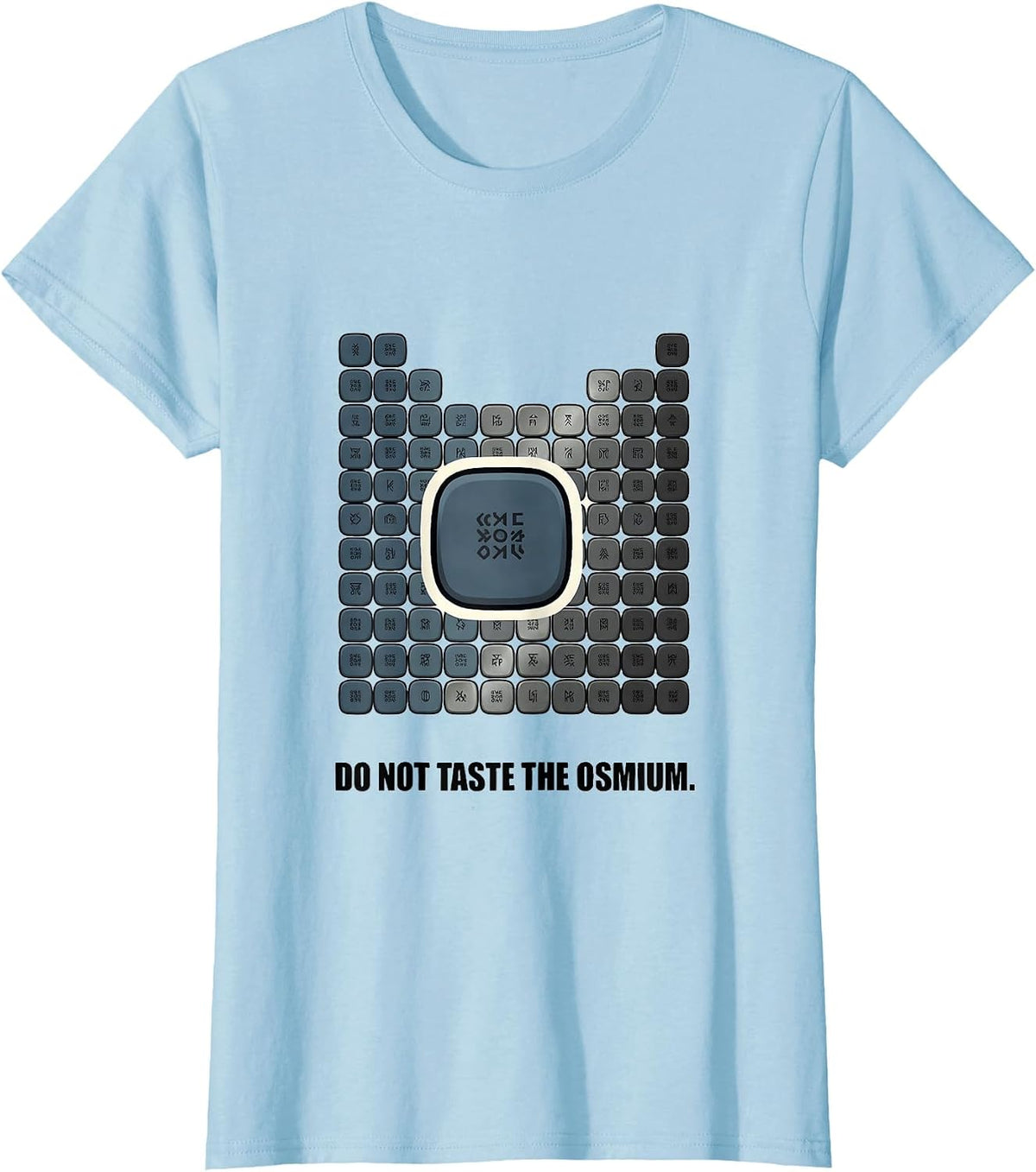 Women's Do Not Taste The Osmium Funny Periodic Table Chemistry T-Shirt - Baby Blue