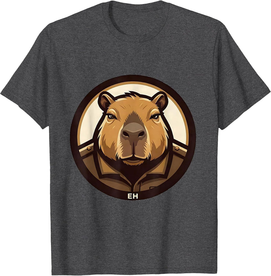 Men's Eh Funny Capybara Meme Animal Humor Youth Gamer T-Shirt - Dark Heather Grey