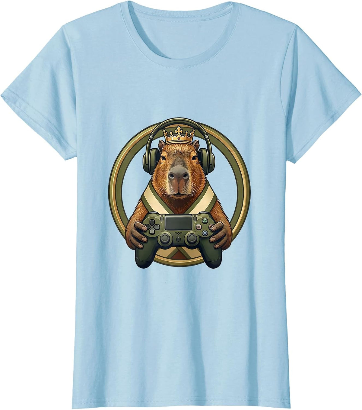 Capybara Gamer Bruh Meme Humor Editorial Concept T-Shirt - Baby Blue