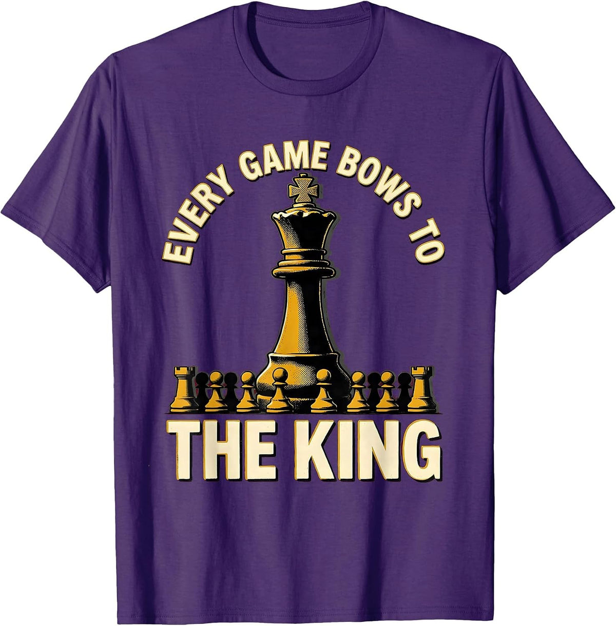 Men's Every Game Bows To The King Funny Chess Player Vintage Humor T-Shirt - Purple