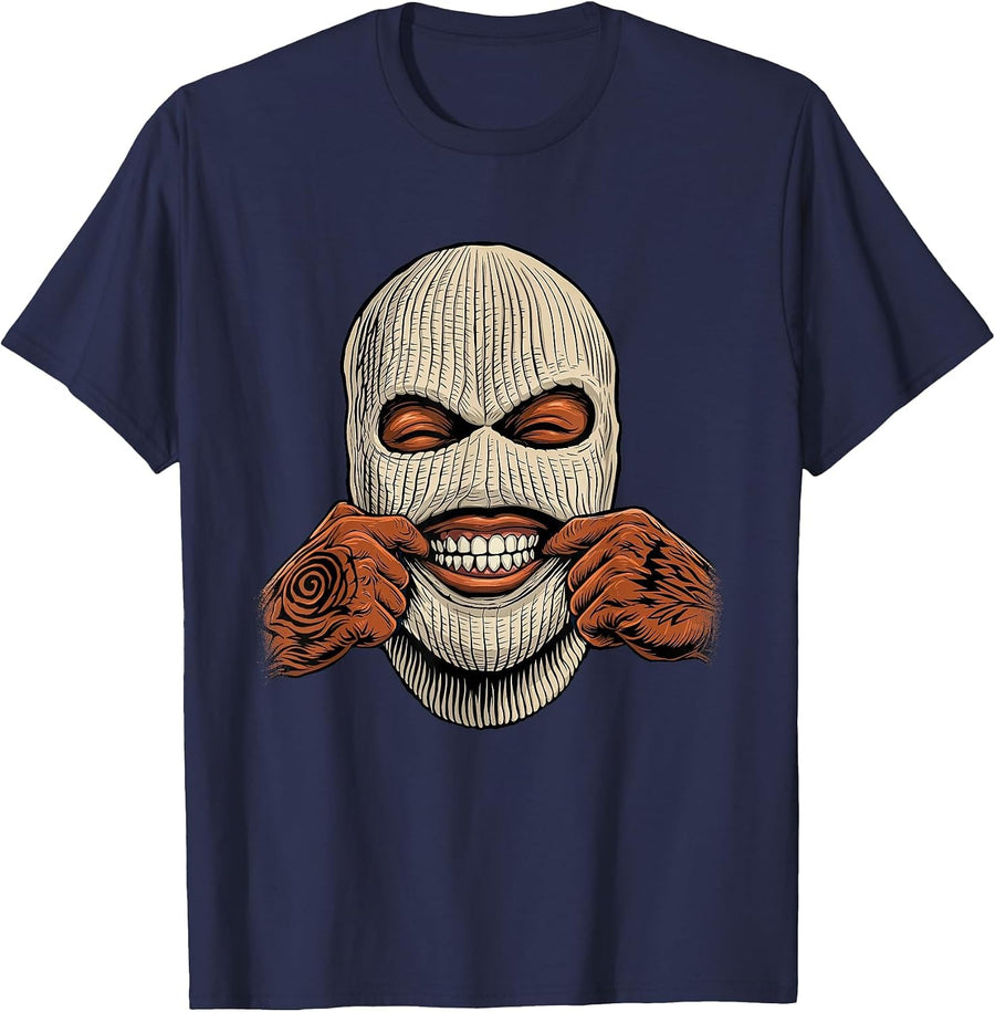 Gangster Ski Mask - 80s 90s Old School Hip Hop T-Shirt - Navy Blue