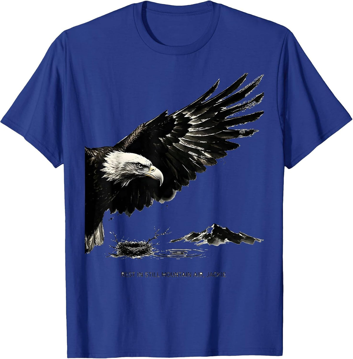 Men's Rest In Still Mountain Air Jackie Vintage Bald Eagle T-Shirt - Royal Blue