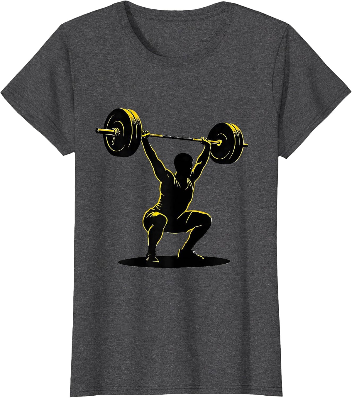 Women's Stencil Lifter Under Barbell Funny Gym Weightlifting Workout T-Shirt - Dark Heather Grey