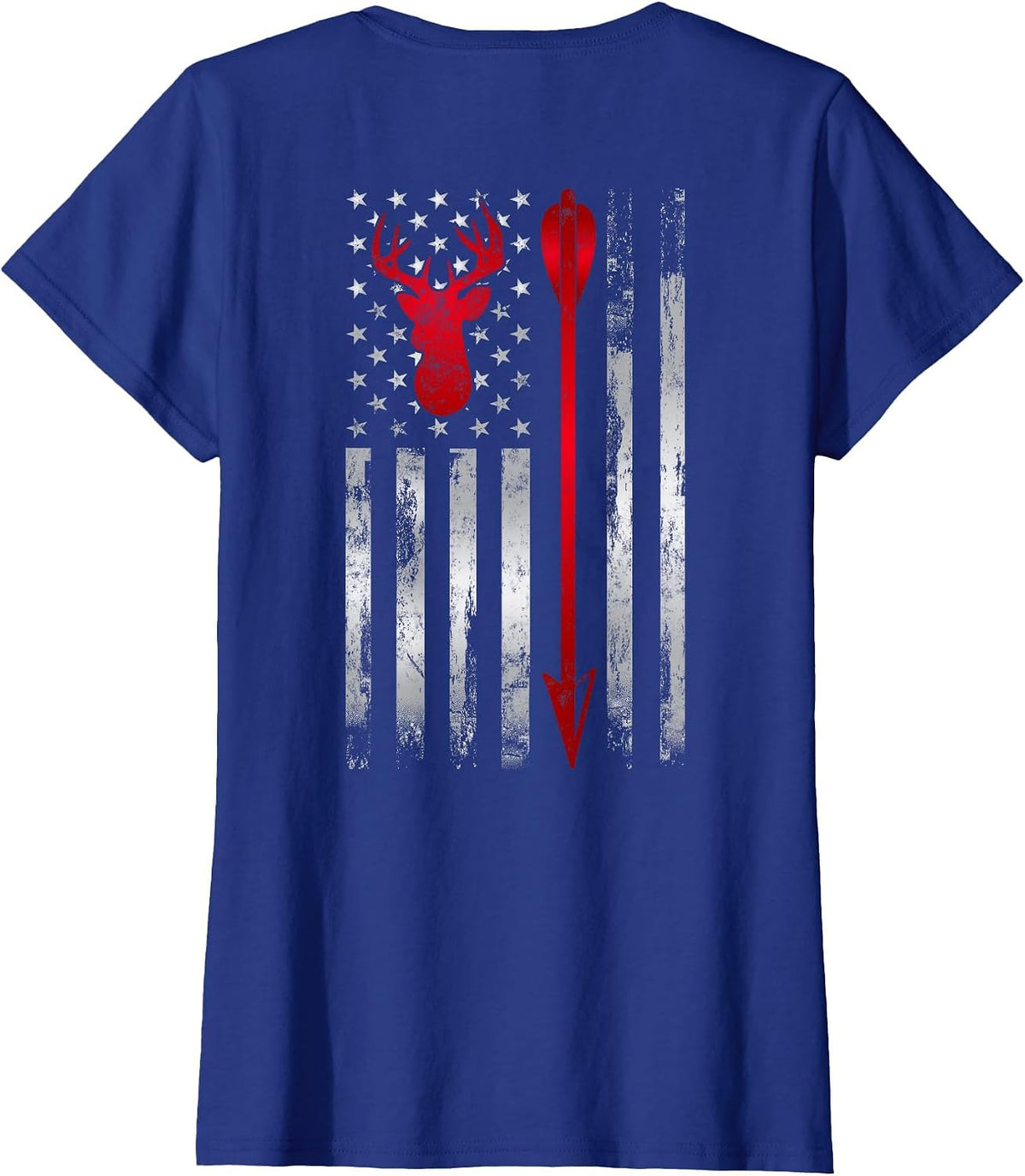 Bowhunter Patriotic American USA Flag Deer Bow Hunting T-Shirt - Royal Blue