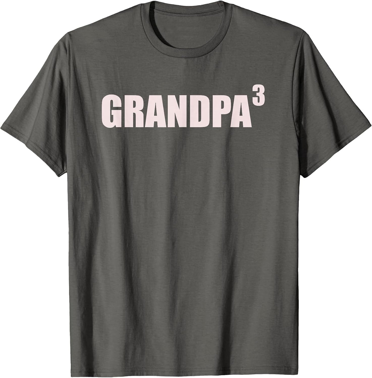 Grandpa 3 Grandkids 3rd Time Cubed Grandpa of Three T-Shirt - Asphalt Grey