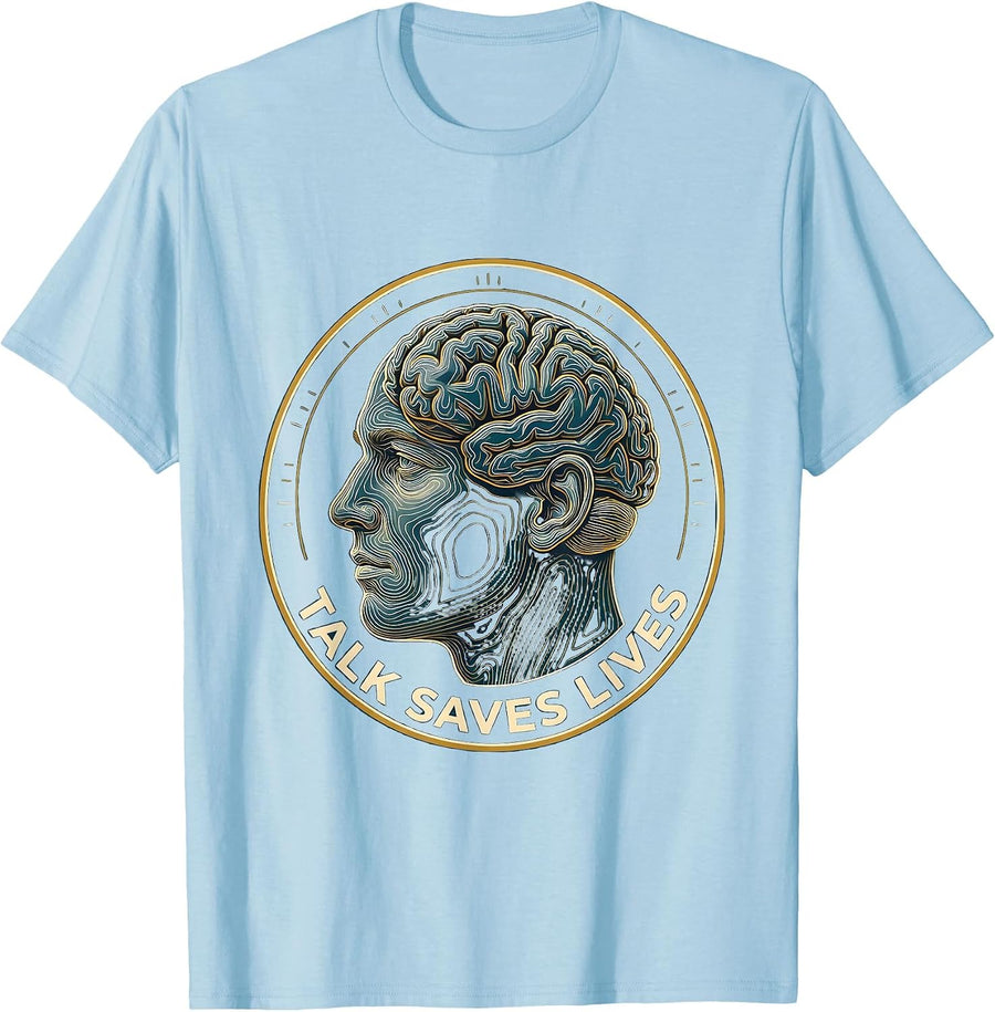 Men's Talk Saves Lives Suicide Awareness Design T-Shirt - Baby Blue