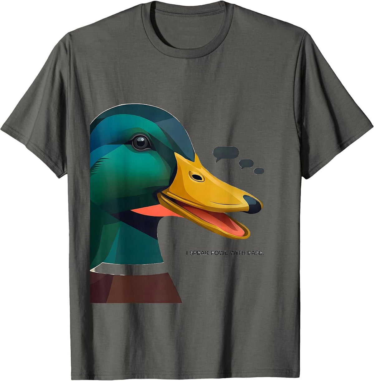 Men's I Speak Fowl With Ease Midcentury Modern Duck Lover Farmer T-Shirt - Asphalt Grey