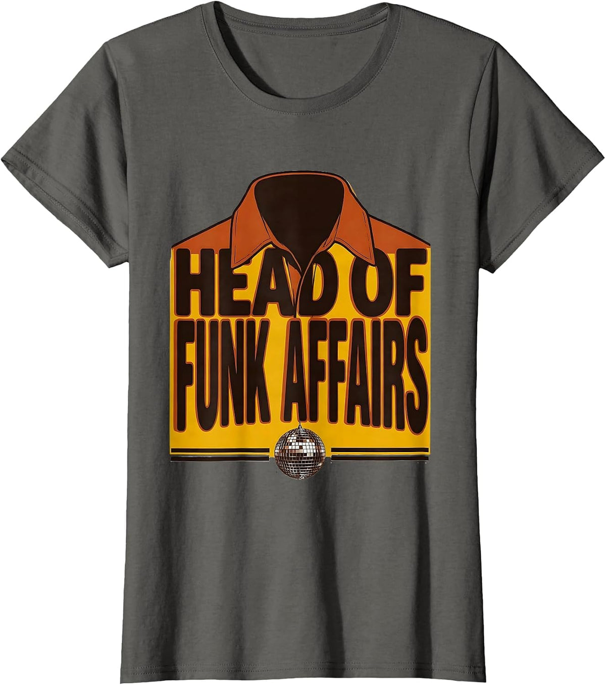Women's Head Of Funk Affairs Retro 70s Disco Party Costume T-Shirt - Asphalt Grey