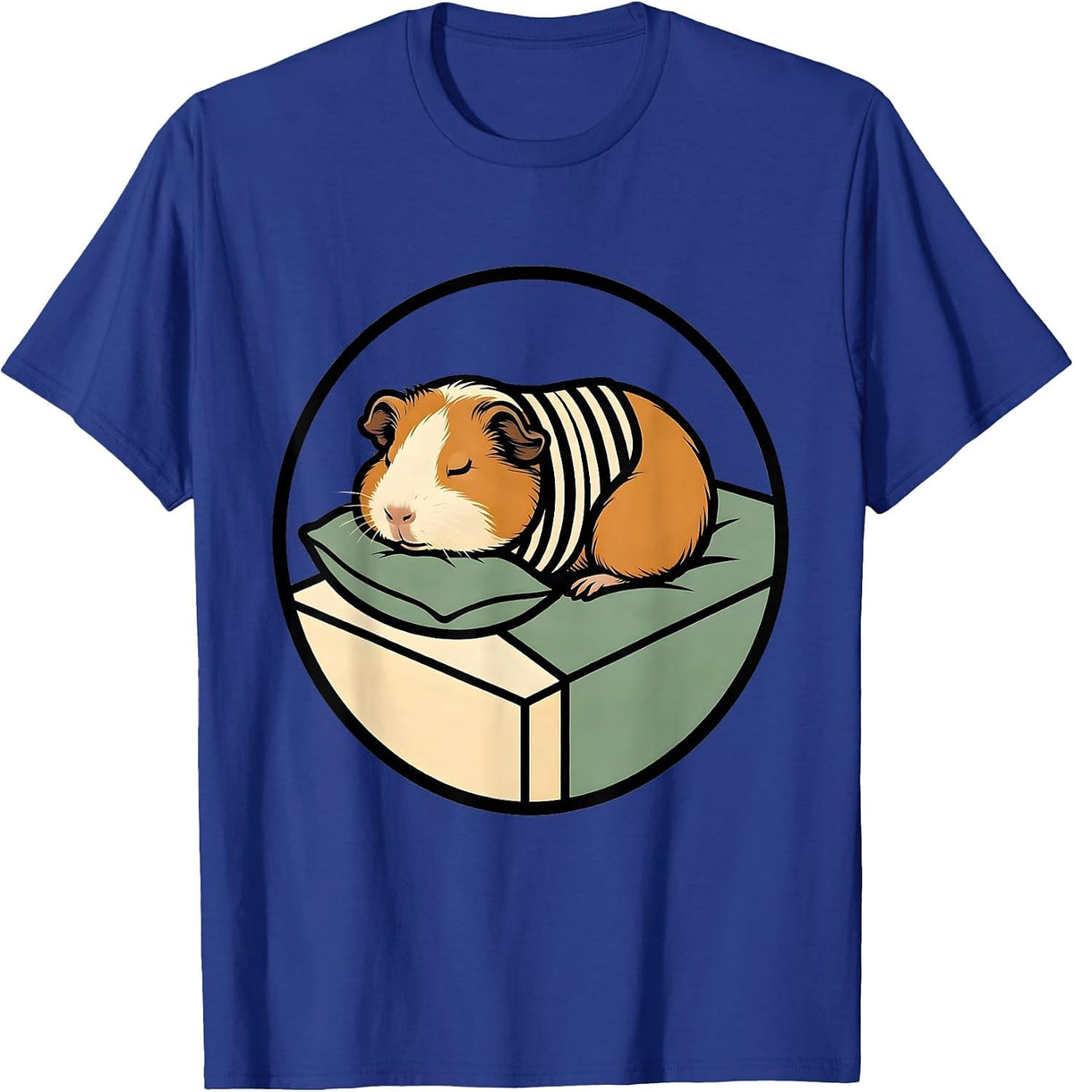 Sleeping Guinea Pig Funny Pet Lover Cozy Pajama T-Shirt - Royal Blue