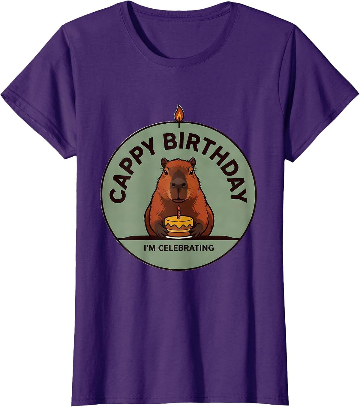 Women's Cappy Birthday, I'm Celebrating Kawaii Capybara Birthday T-Shirt - Purple