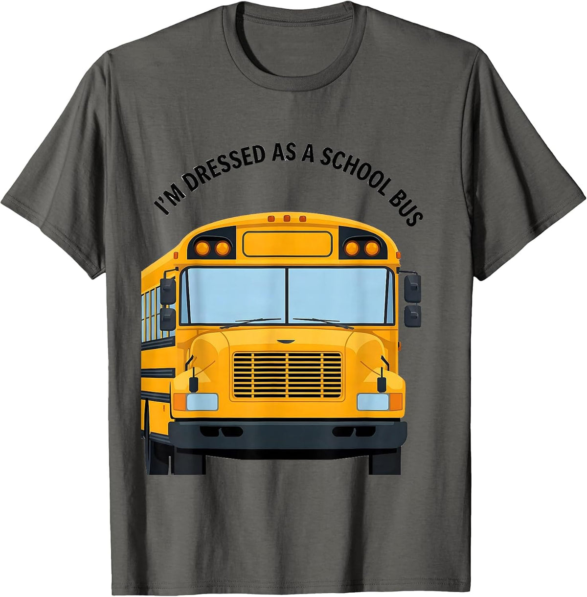 Men's I'm Dressed As A School Bus Funny Novelty Costume T-Shirt - Asphalt Grey