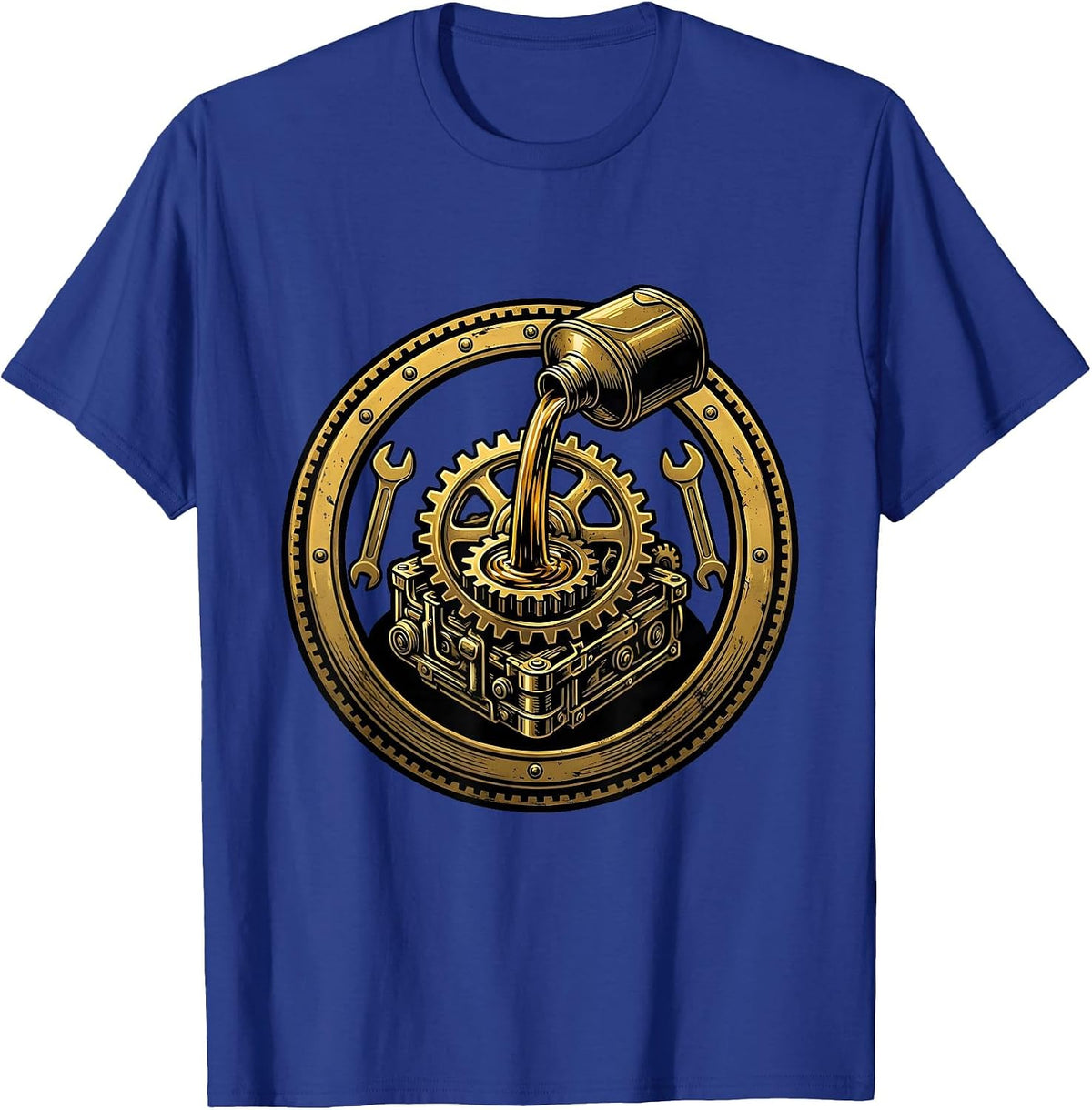 Oil Can Engine Gear Mechanic Illustration T-Shirt - Royal Blue