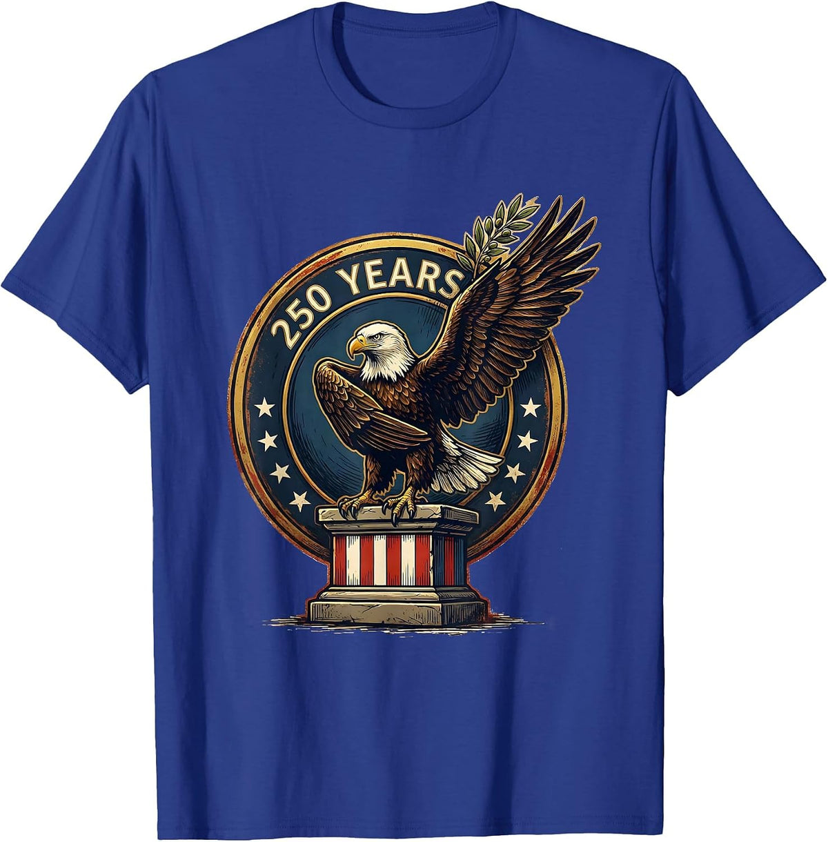 Men's 250 Years Patriotic Eagle Flag 250th Anniversary 4th of July T-Shirt - Royal Blue