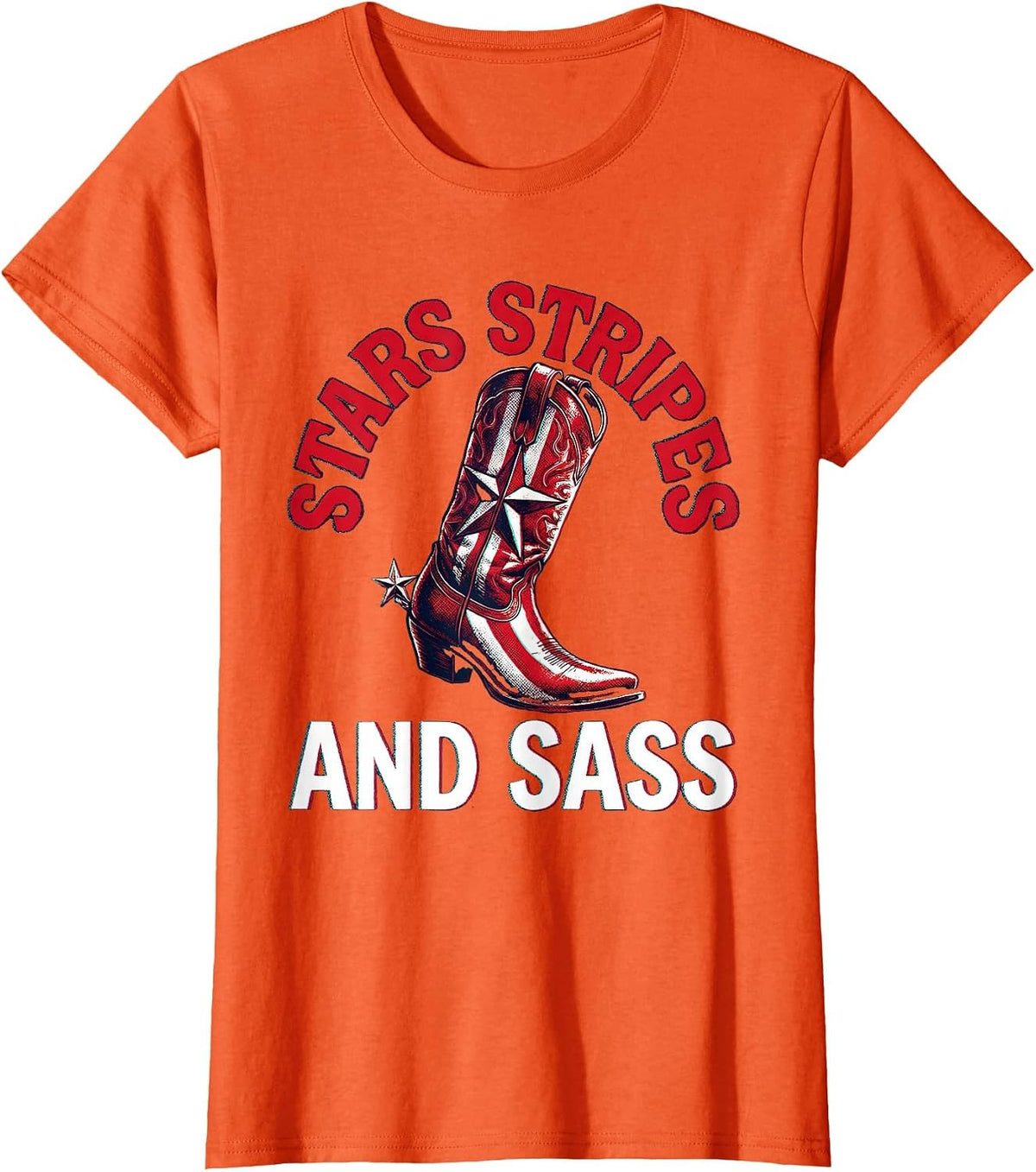 Stars Stripes and Sass Red White Blue Design T-Shirt - Orange