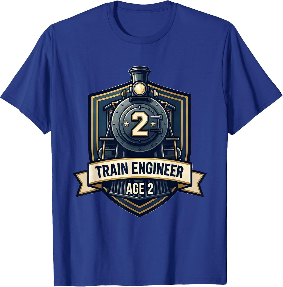 Men's Train Engineer Age 2 Toddler Birthday Train Lover Humor T-Shirt - Royal Blue