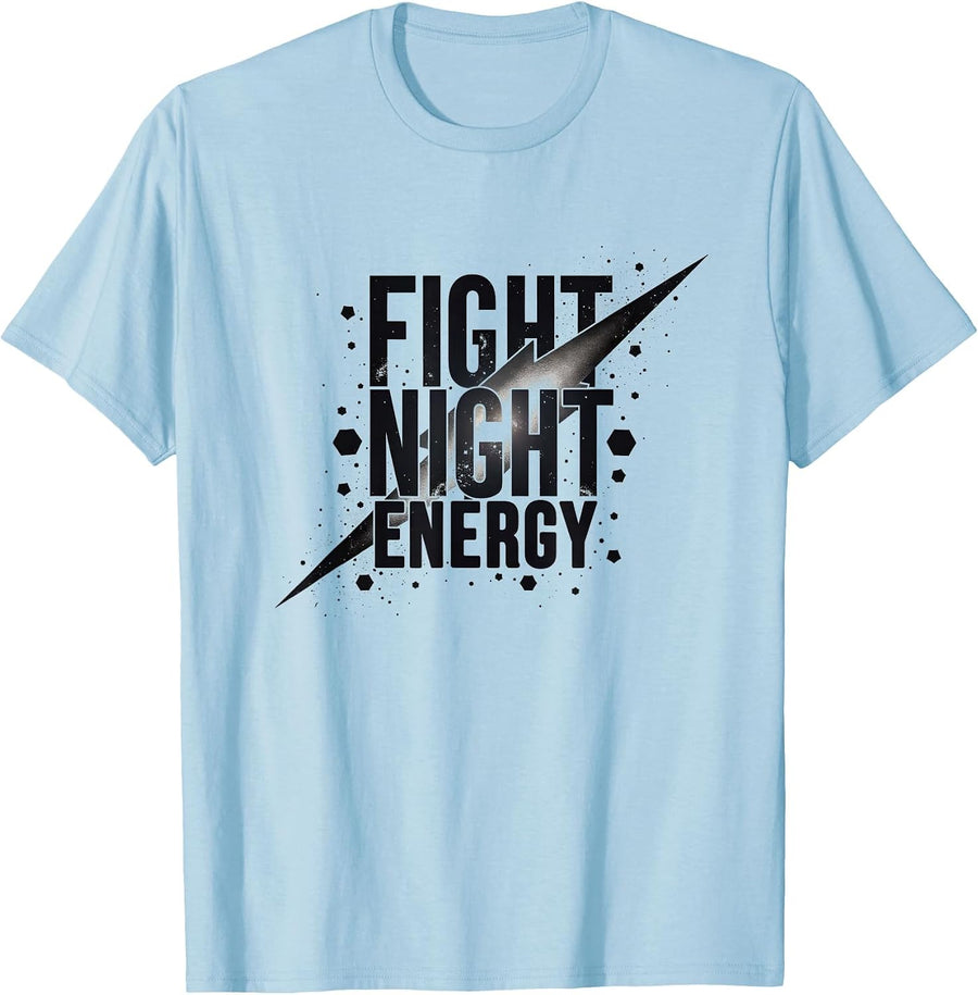 Fight Night Energy Boxing Combat Design T-Shirt - Baby Blue