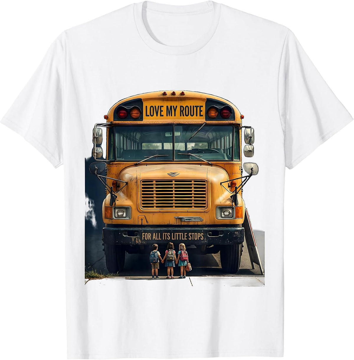 Men's Love My Route For All Its Little Stops Vintage School Bus T-Shirt - White