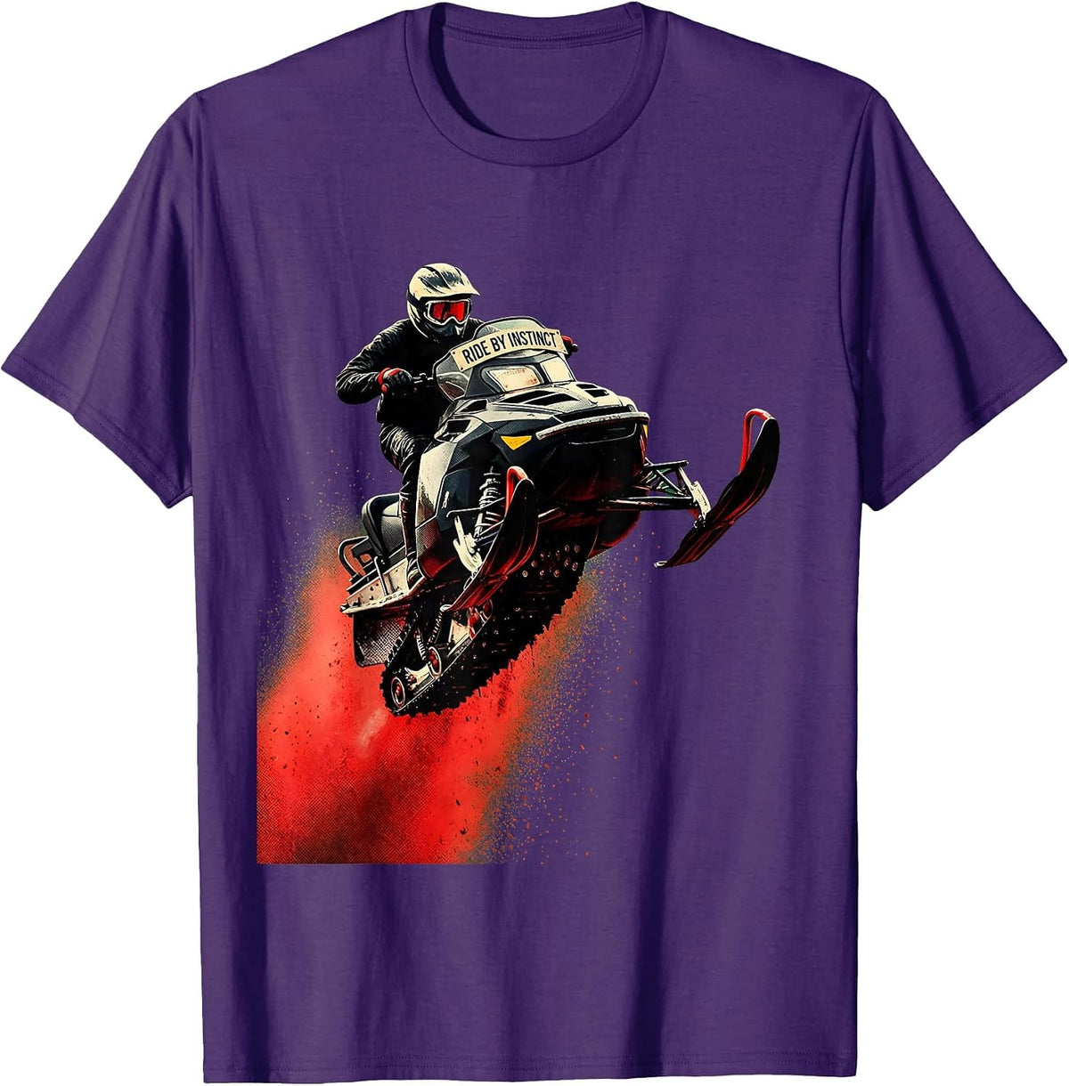 Ride By Instinct Pulp Cover Snowmobile Rider Winter Sports T-Shirt - Purple