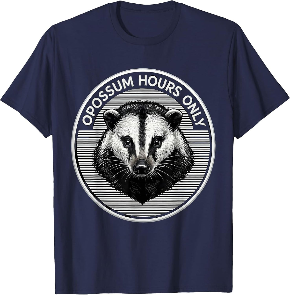 Men's Opossum Hours Only Funny Nocturnal Design T-Shirt - Navy Blue