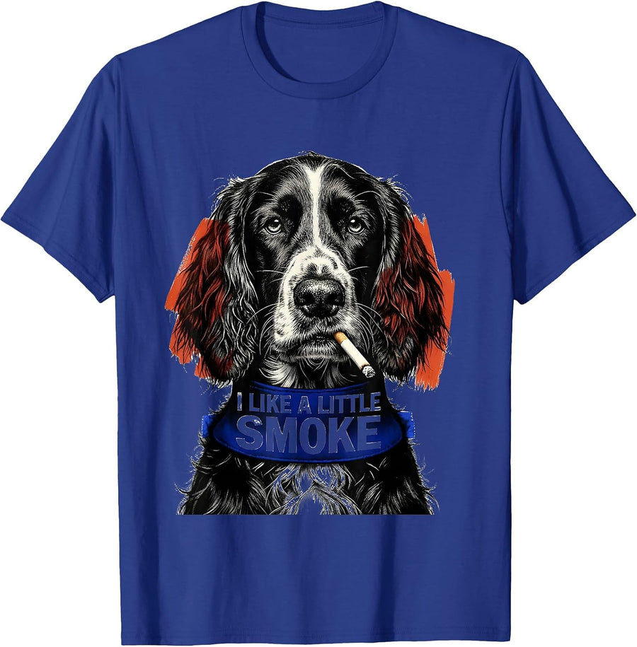 I Like A Little Smoke Funny English Setter Dog Meme Humor T-Shirt - Royal Blue