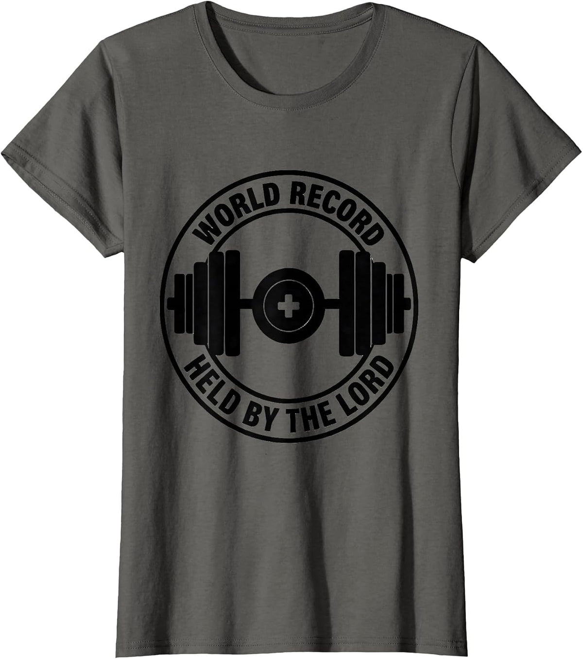 Women's World Record: Held By The Lord Christian Men Gym Faith Iron T-Shirt - Asphalt Grey