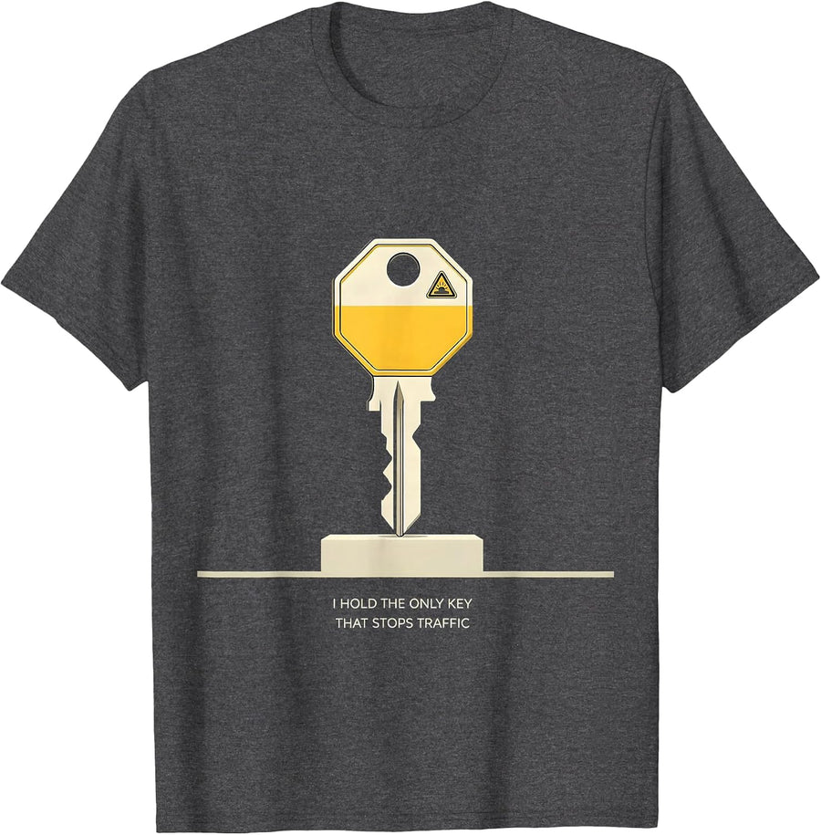 Men's I Hold The Only Key That Stops Traffic Funny School Bus T-Shirt - Dark Heather Grey