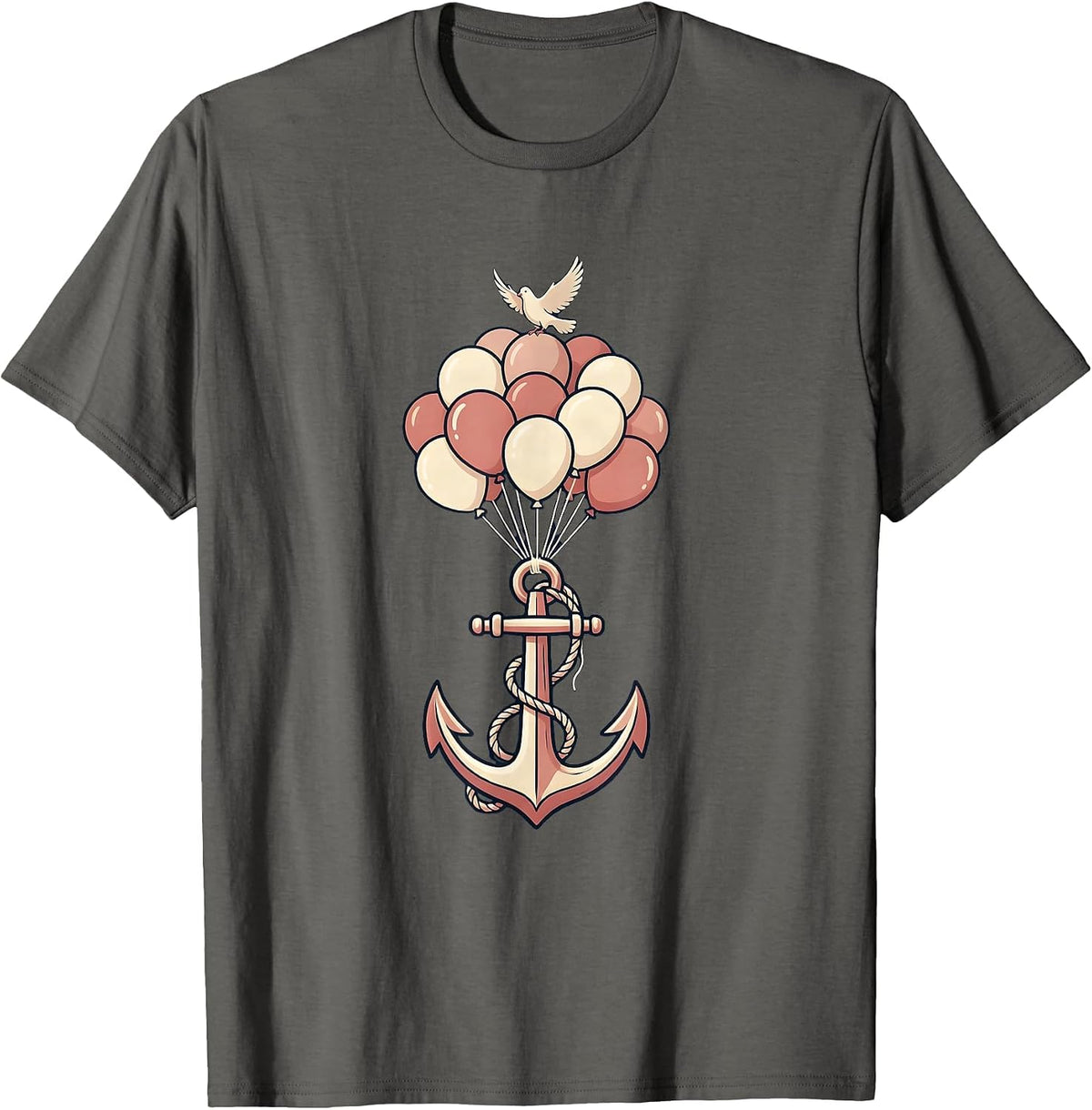 Suicide Prevention Awareness Anchor Balloon Art T-Shirt - Asphalt Grey