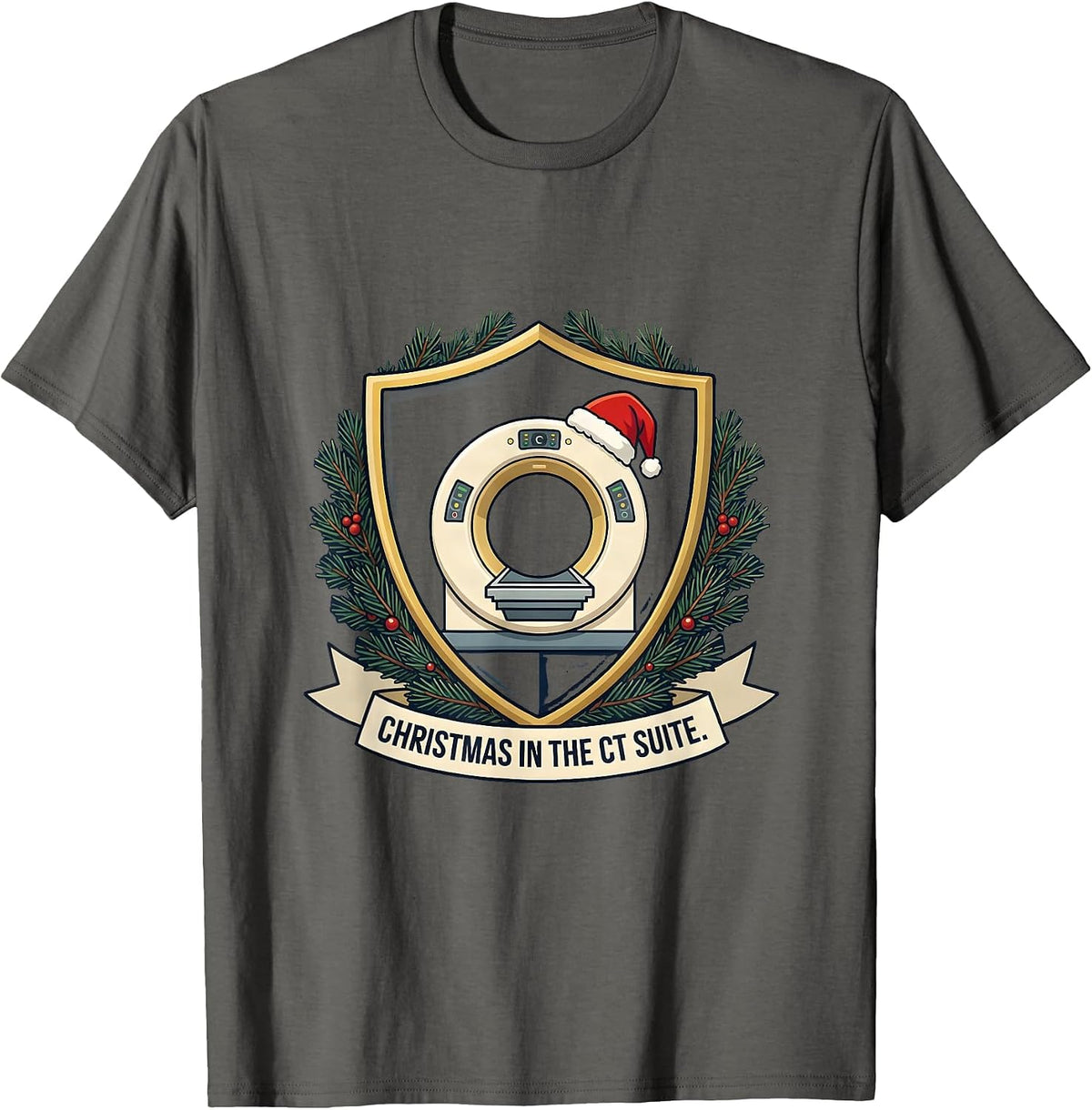 Men's Christmas In The CT Suite Radiology Tech Humor Christmas T-Shirt - Asphalt Grey