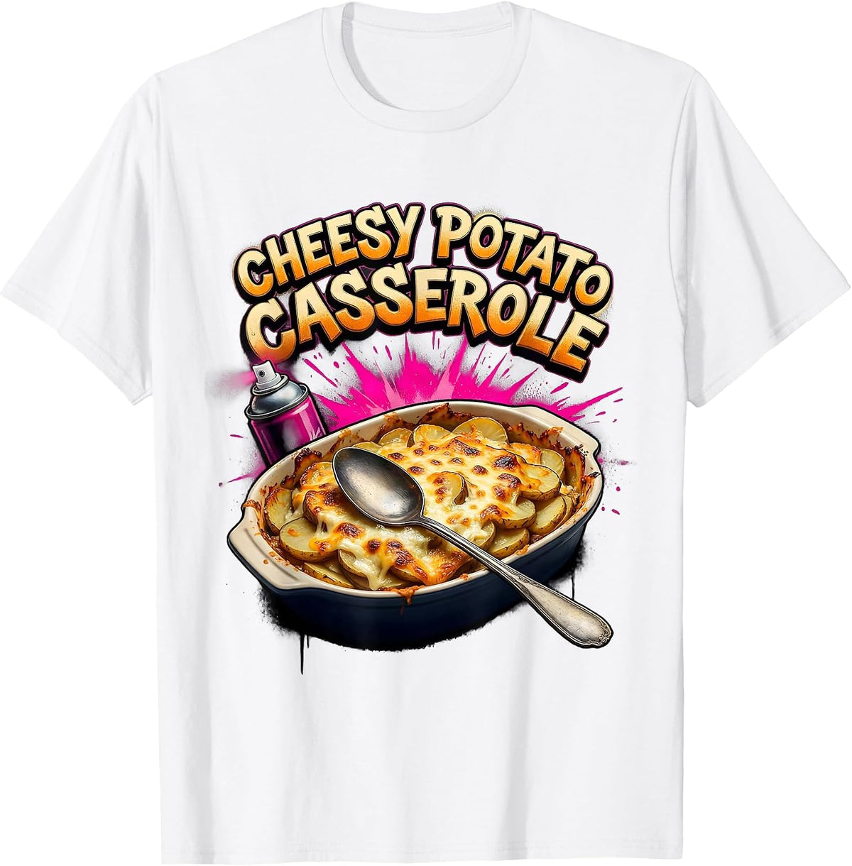 Men's Cheesy Potato Casserole Bootleg 90's Rap Rock Funny T-Shirt - White