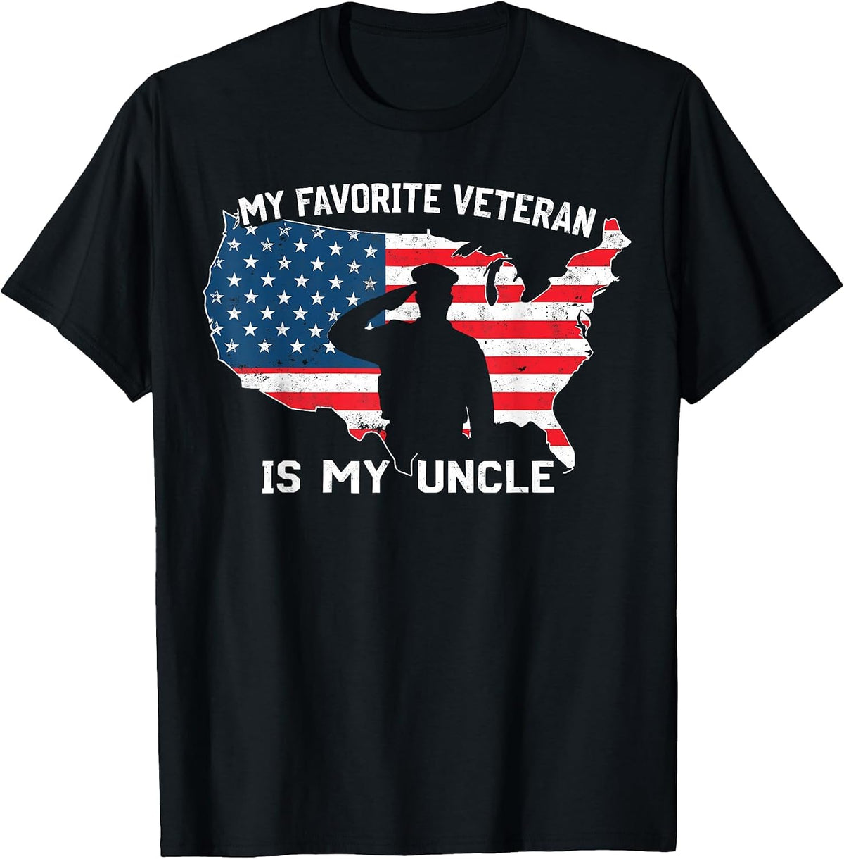 My Favorite Veteran is My Uncle US Flag Veterans Day Tee T-Shirt - Black