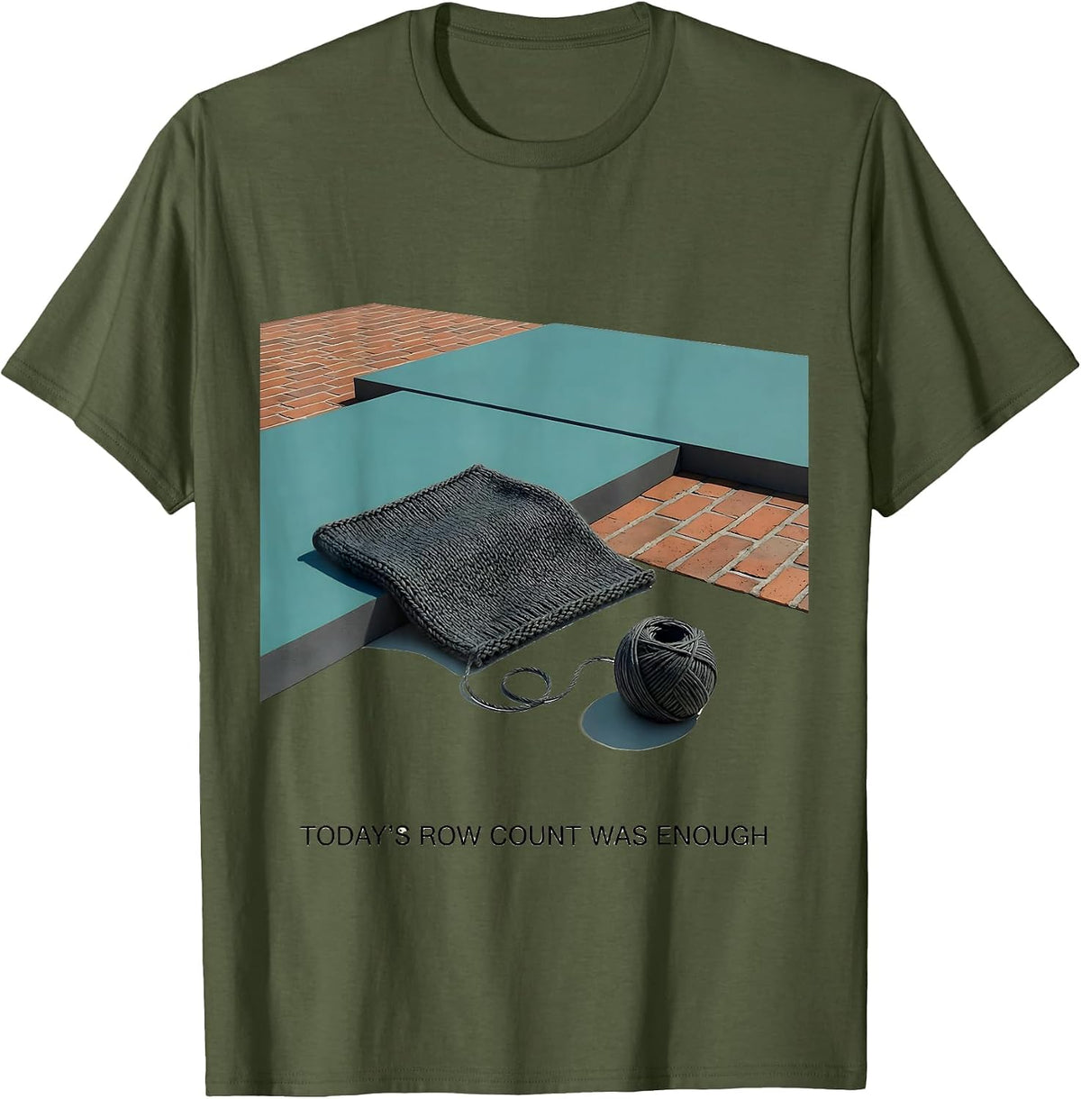 Today's Row Count Was Enough Midcentury Modern Knitting T-Shirt - Olive Green