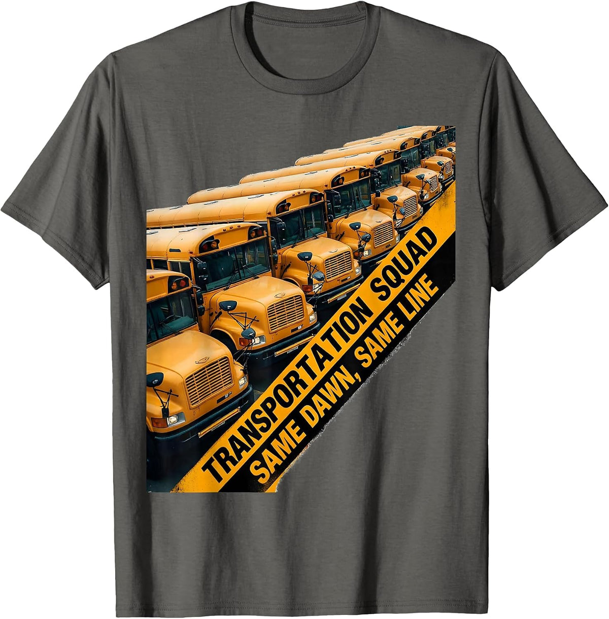 Men's Transportation Squad, Same Dawn, Same Line Bus Driver T-Shirt - Asphalt Grey