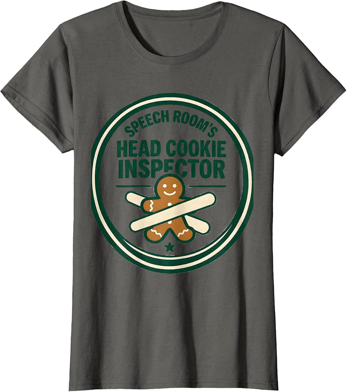 Women's Speech Room's Head Cookie Inspector Funny Speech Therapist T-Shirt - Asphalt Grey