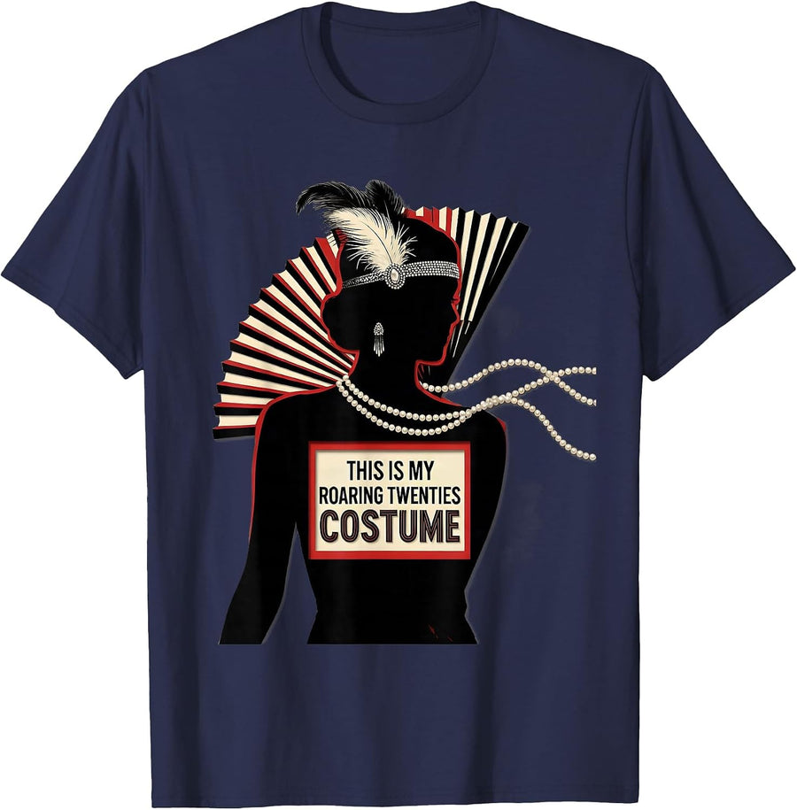 This Is My Roaring Twenties Costume Retro Flapper Party T-Shirt - Navy Blue