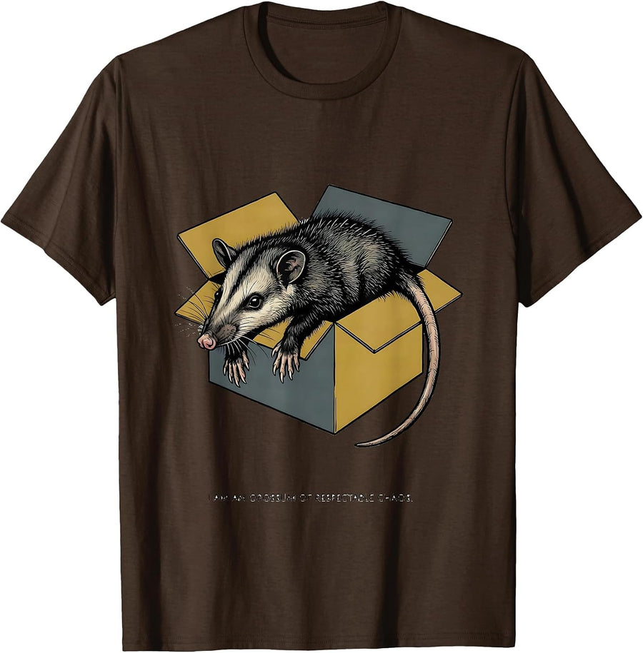I Am An Opossum Of Respectable Chaos Funny Animal Meme T-Shirt - Brown