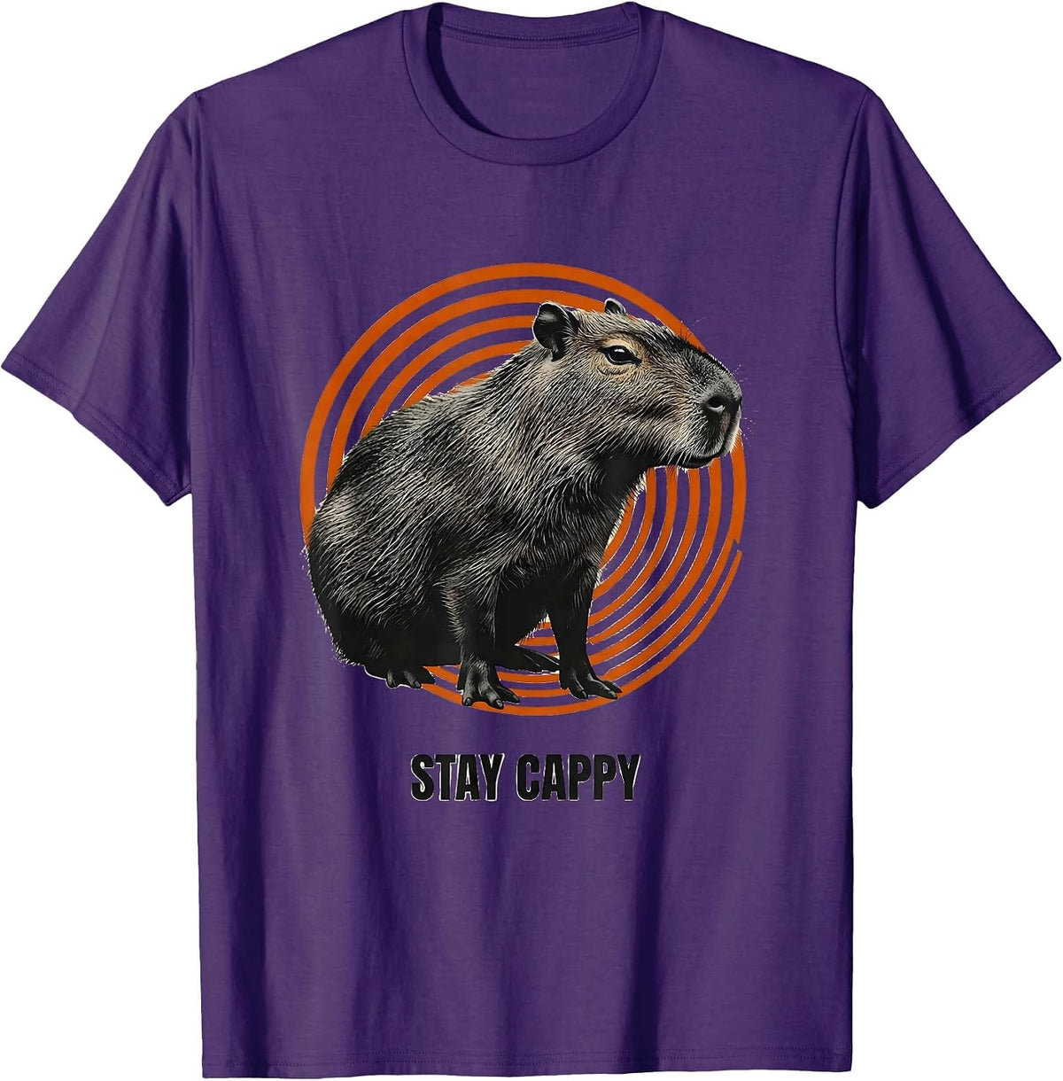 Stay Cappy Funny Capybara Meme Animal Humor T-Shirt - Purple