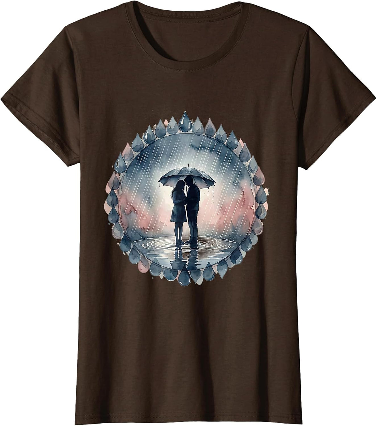 Women's Suicide Awareness Two People Sharing Umbrella T-Shirt - Brown